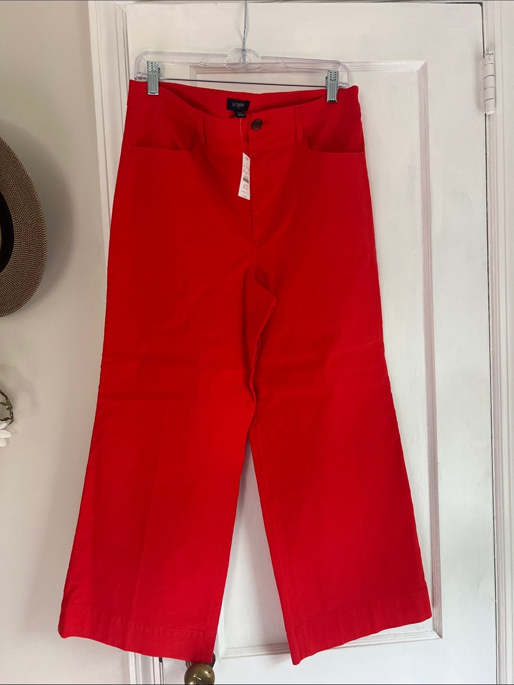 J. Crew Wide-Leg Crop Pants in Bright Red
